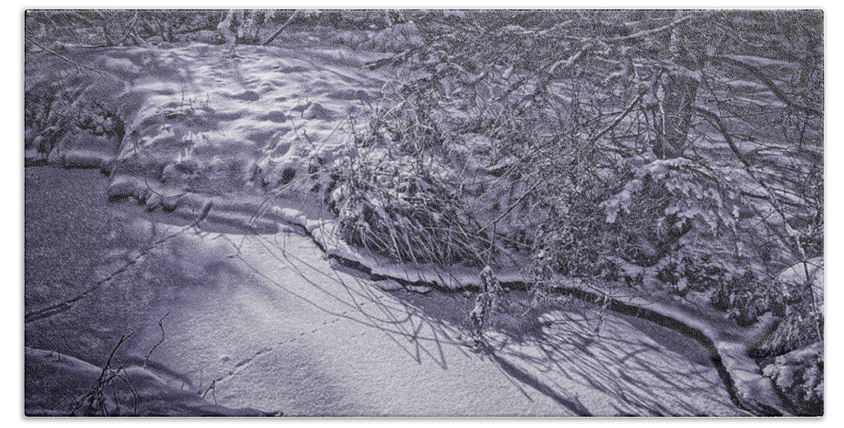 Winterscapes Beach Towel featuring the photograph Silver Brook in Winter by Gary Shepard