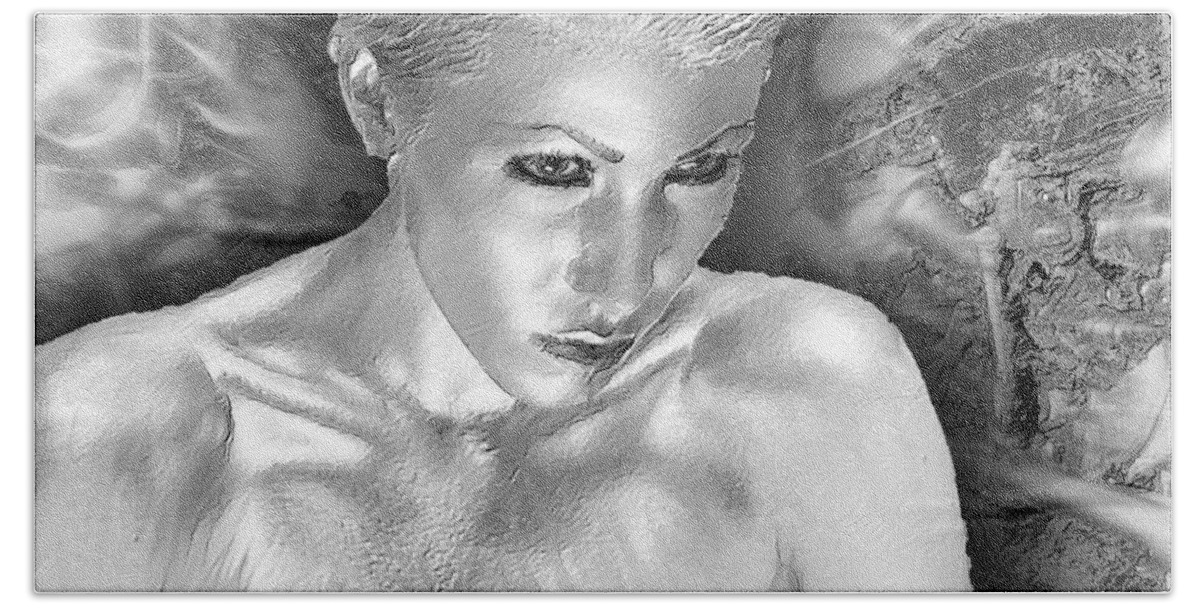 Woman Beach Towel featuring the painting Silver Woman 3 by Tony Rubino