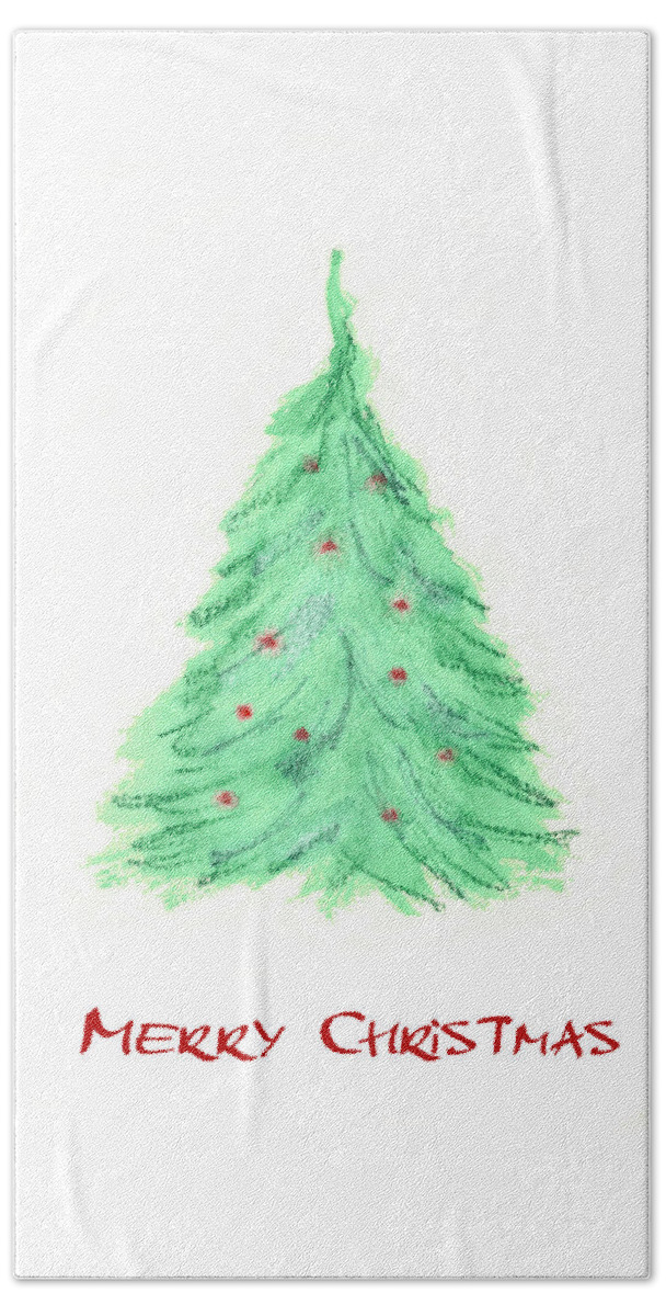 Wax Pastel Beach Towel featuring the painting Simple Christmas card 2 by Marna Edwards Flavell