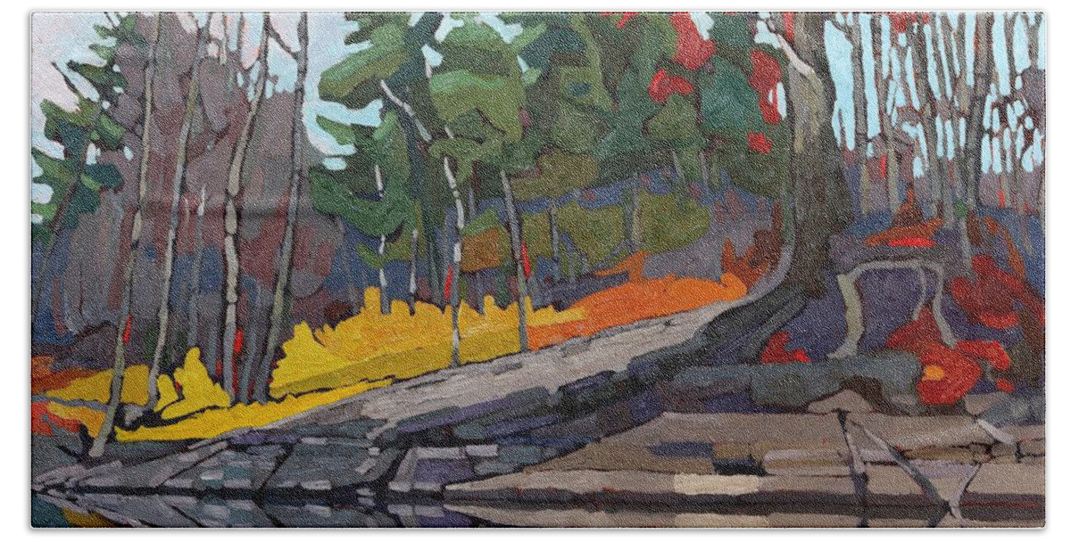 Red Beach Towel featuring the painting Singleton Autumn by Phil Chadwick