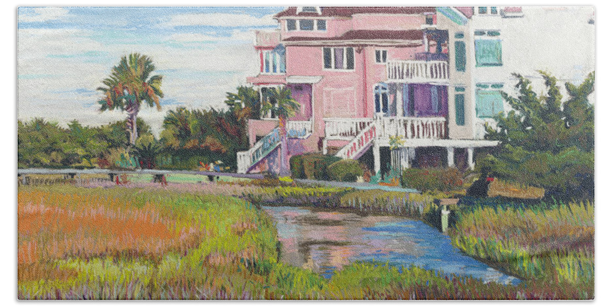 Marsh Beach Towel featuring the painting Singleton Beach by David Randall