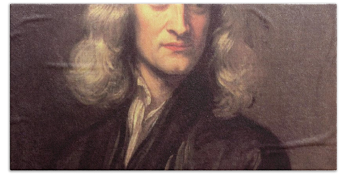 Sir Isaac Newton Beach Towel featuring the painting Sir Isaac Newton by Godfrey Kneller