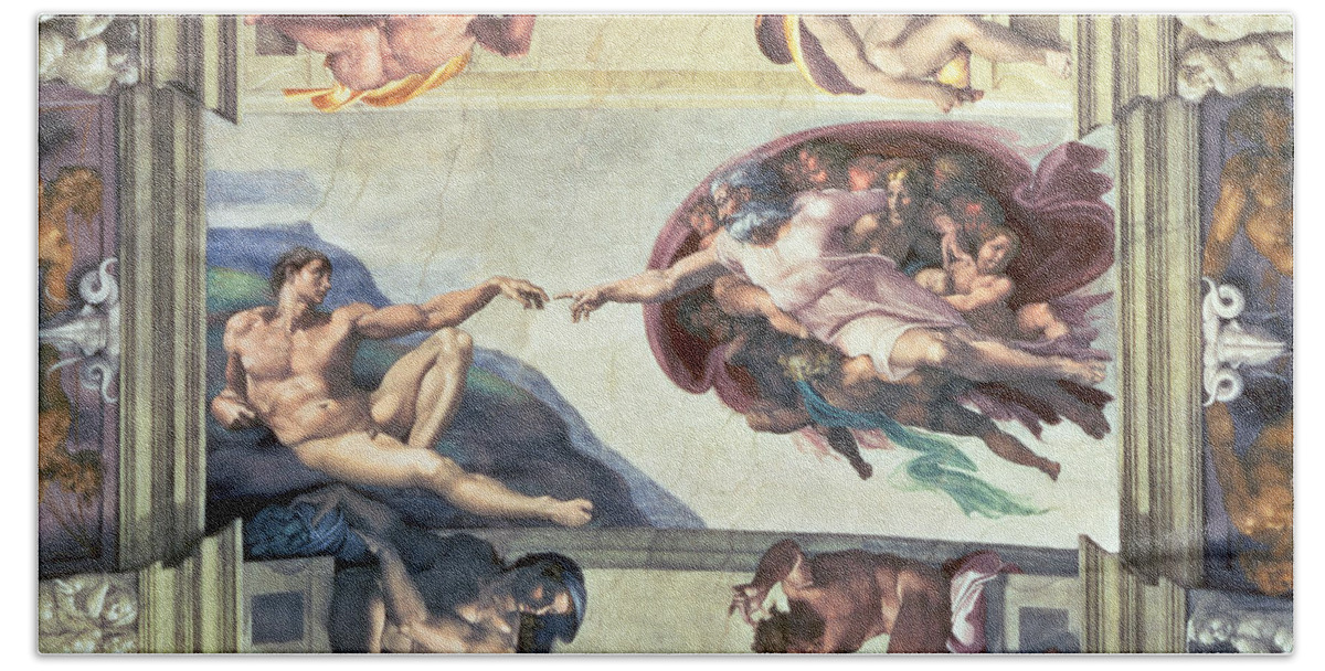 Sistine Chapel Ceiling Creation Of Adam Beach Sheet For Sale By Michelangelo Sistine Chapel Ceiling Creation Of Adam Beach Sheet For Sale By Michelangelo