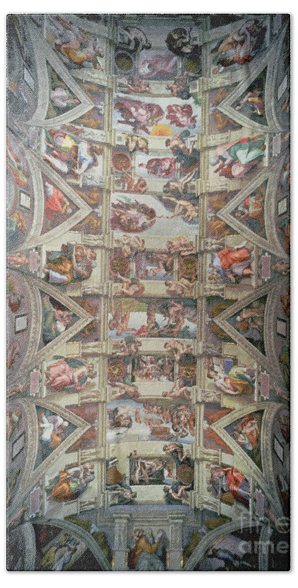 Sistine Beach Towel featuring the painting Sistine Chapel Ceiling by Michelangelo