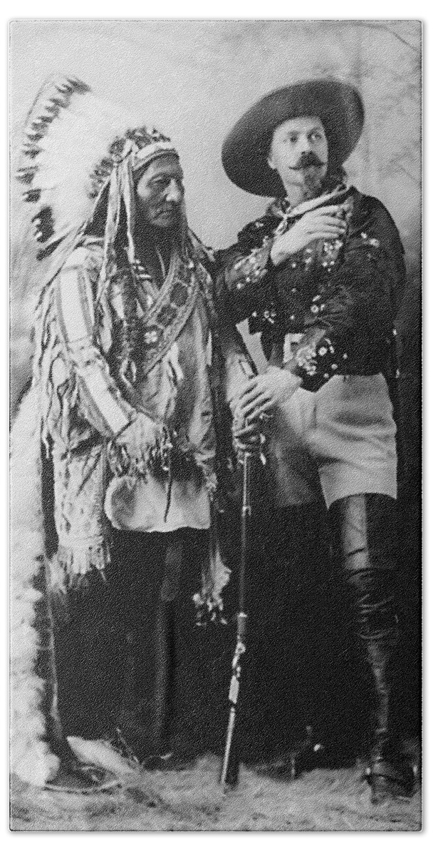 Sitting Bull Beach Towel featuring the photograph Sitting Bull and Buffalo Bill - 1897 by War Is Hell Store