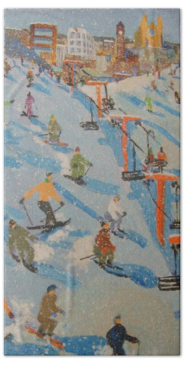 Great Bear Beach Towel featuring the painting Ski Hill by Rodger Ellingson
