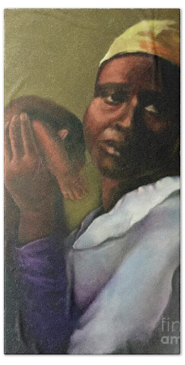 Black Mother Beach Towel featuring the painting Slaughter of the Innocents by Marlene Book