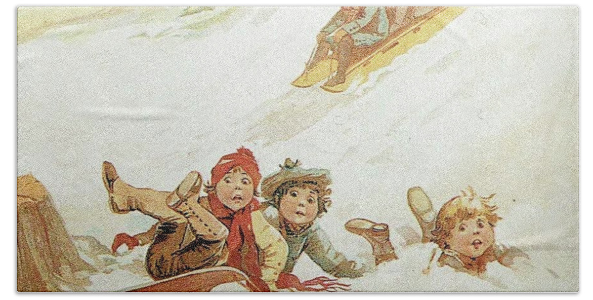 Frances Brundage Beach Towel featuring the painting Sledding by Reynold Jay