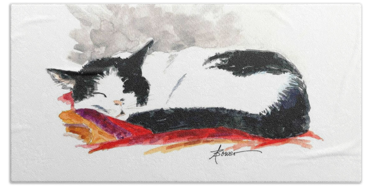 Cats Beach Towel featuring the painting Sleepy Time Boy by Adele Bower