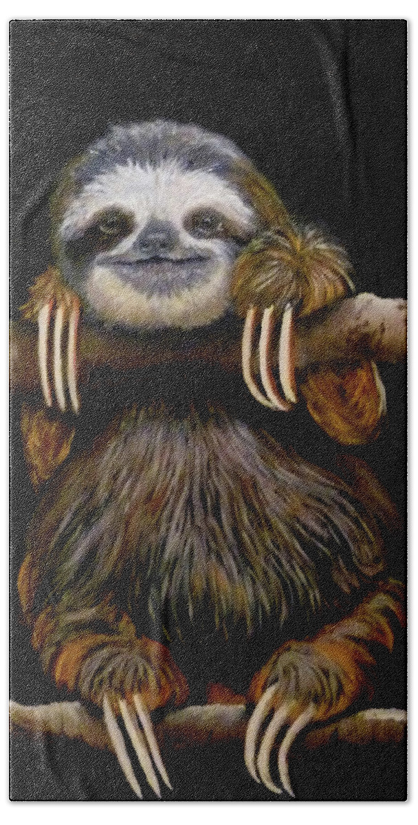 Sloth Beach Towel featuring the painting Sloth by Petra Stephens