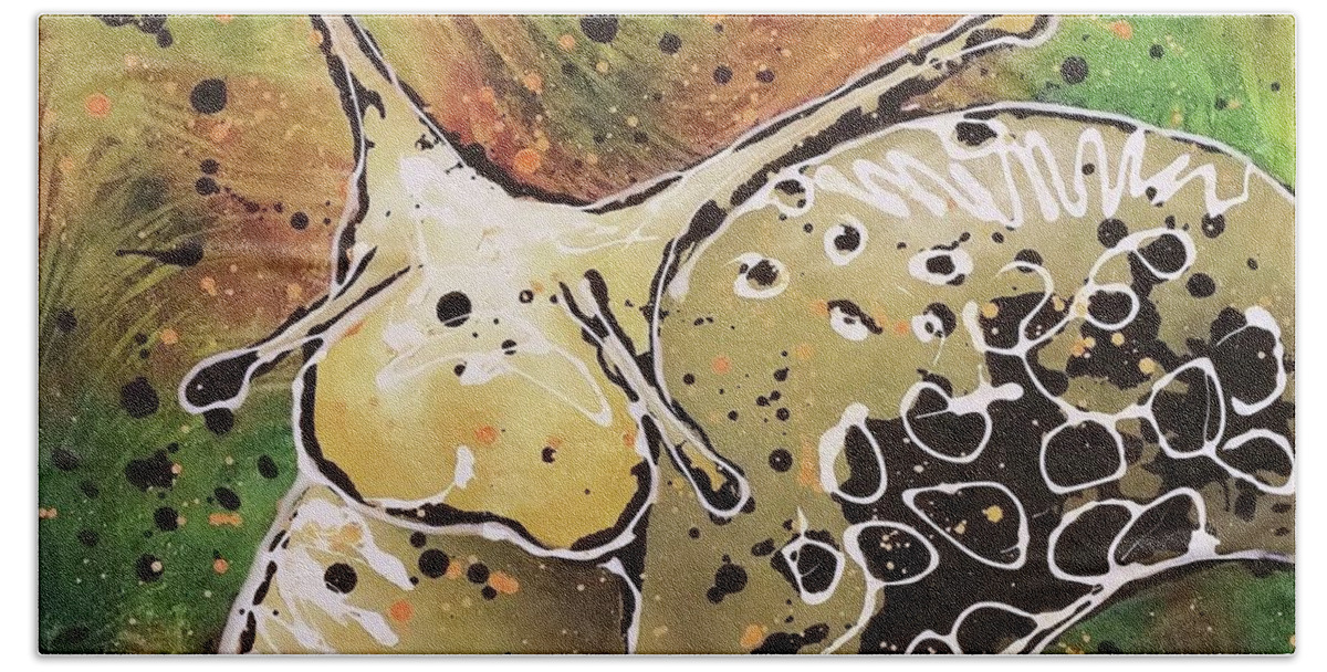 Slug Beach Sheet featuring the painting Slug Oh by Phyllis Howard