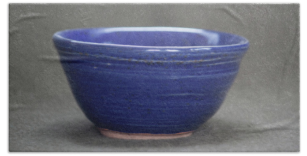 Ceramic Beach Sheet featuring the ceramic art Small Blue Ceramic Bowl by Suzanne Gaff
