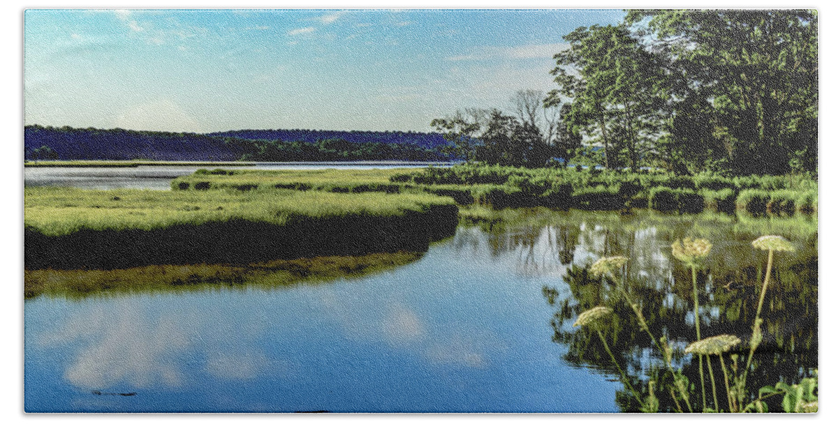 Water Way Beach Towel featuring the photograph Small coastal water way by William Bretton