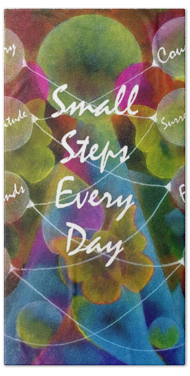 Recovery Beach Towel featuring the mixed media Small Steps by Laurie's Intuitive