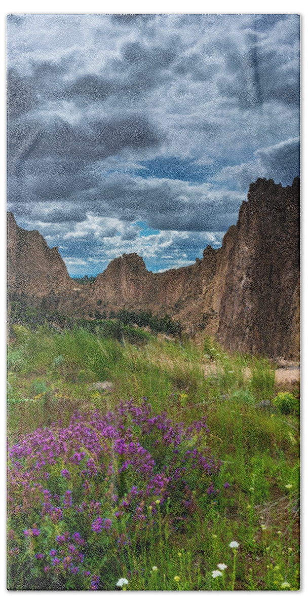  Beach Towel featuring the photograph Smith Rock by Bryan Xavier