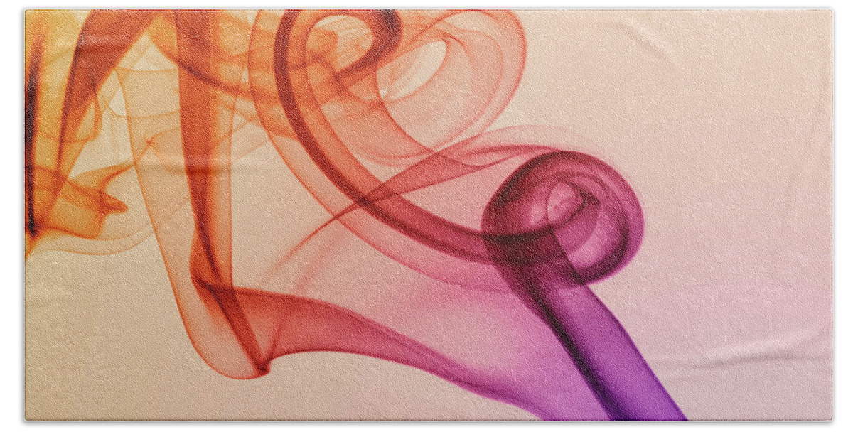 Delicate Form Made Of Smoke Smoke Beach Towel featuring the photograph Smoke compositions in warm tones by Jaroslaw Blaminsky
