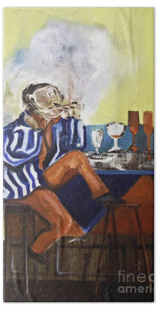 Smoker Beach Sheet featuring the painting Smoker by James Lavott