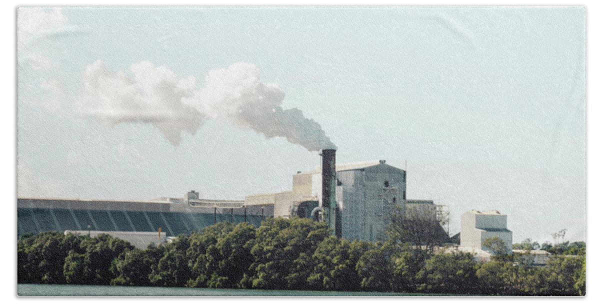 Landscape Beach Towel featuring the photograph Smokey factory by Lie Gabrian Suryali