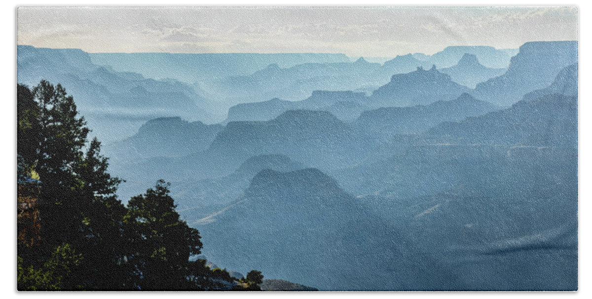 Grand Canyon West Beach Towel featuring the photograph Smoky Canyons by Steven Sparks