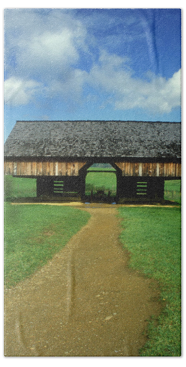 National Park Beach Towel featuring the photograph Smoky Mountains Cantilever Barn by John Burk