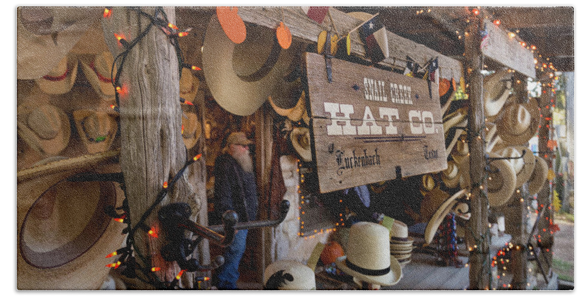 Hill Country Beach Towel featuring the photograph Snail Creek Hat Company by Tim Stanley