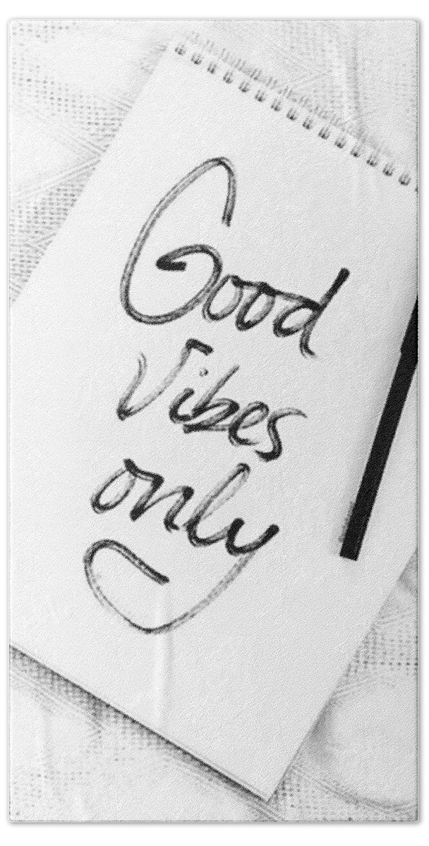 Quote Beach Towel featuring the drawing Good Vibes Only by Jul V