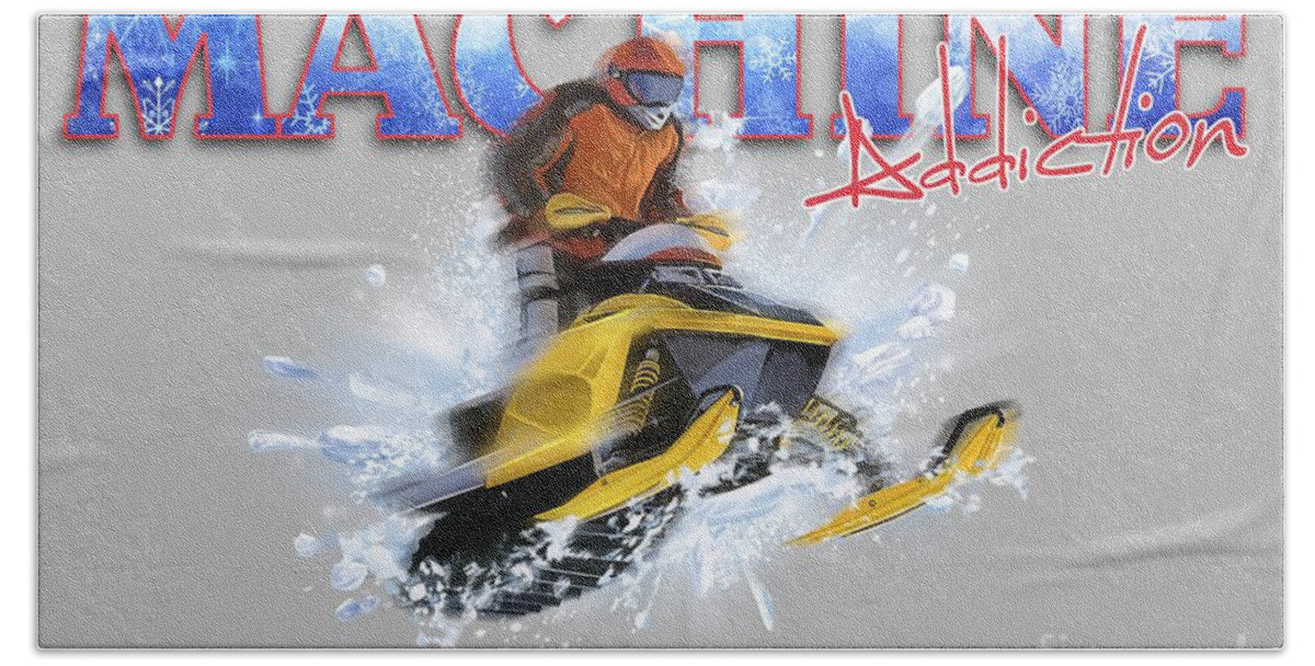 Snowmobile Beach Towel featuring the painting Snow Addiction by Robert Corsetti