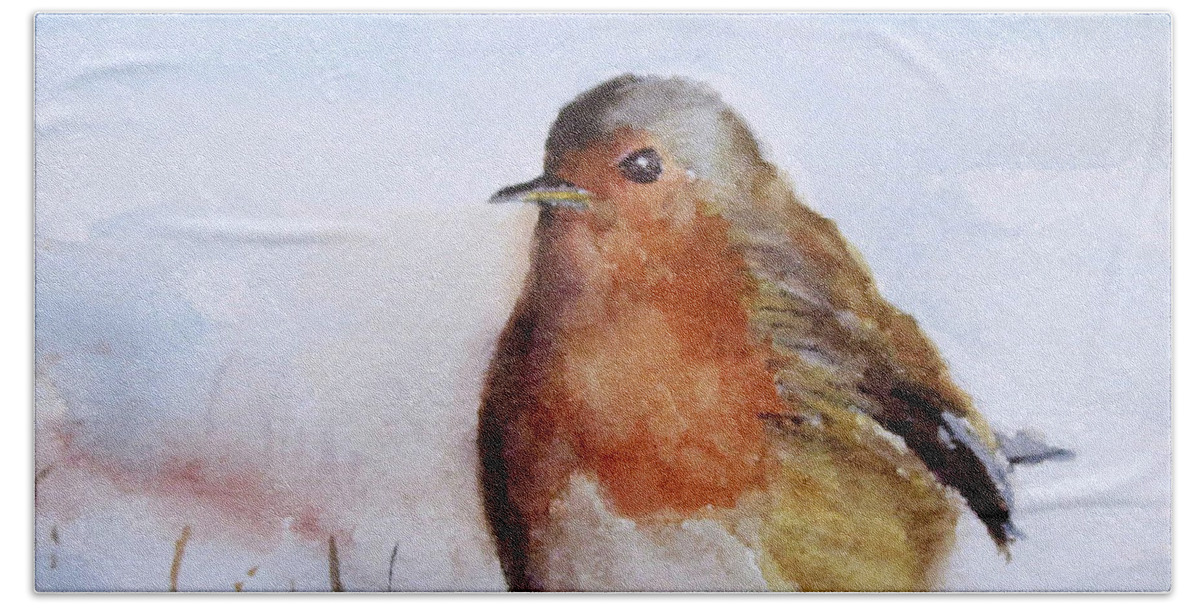 Robin Beach Sheet featuring the painting Snow Bird by William Reed