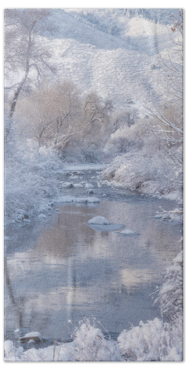 Winter Beach Sheet featuring the photograph Snow Creek by Darren White