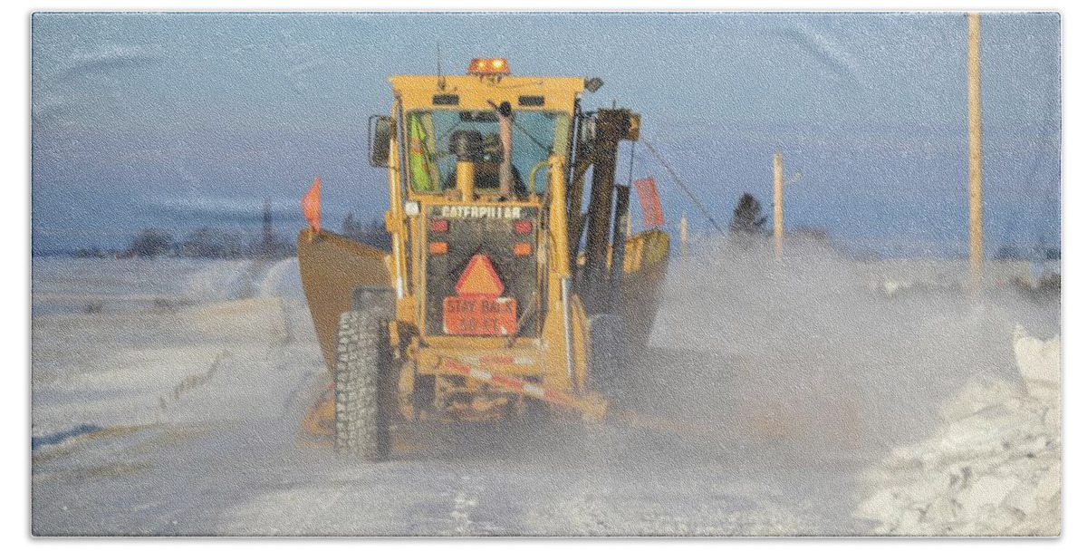 Road Beach Towel featuring the photograph Snow Plowing by Bonfire Photography