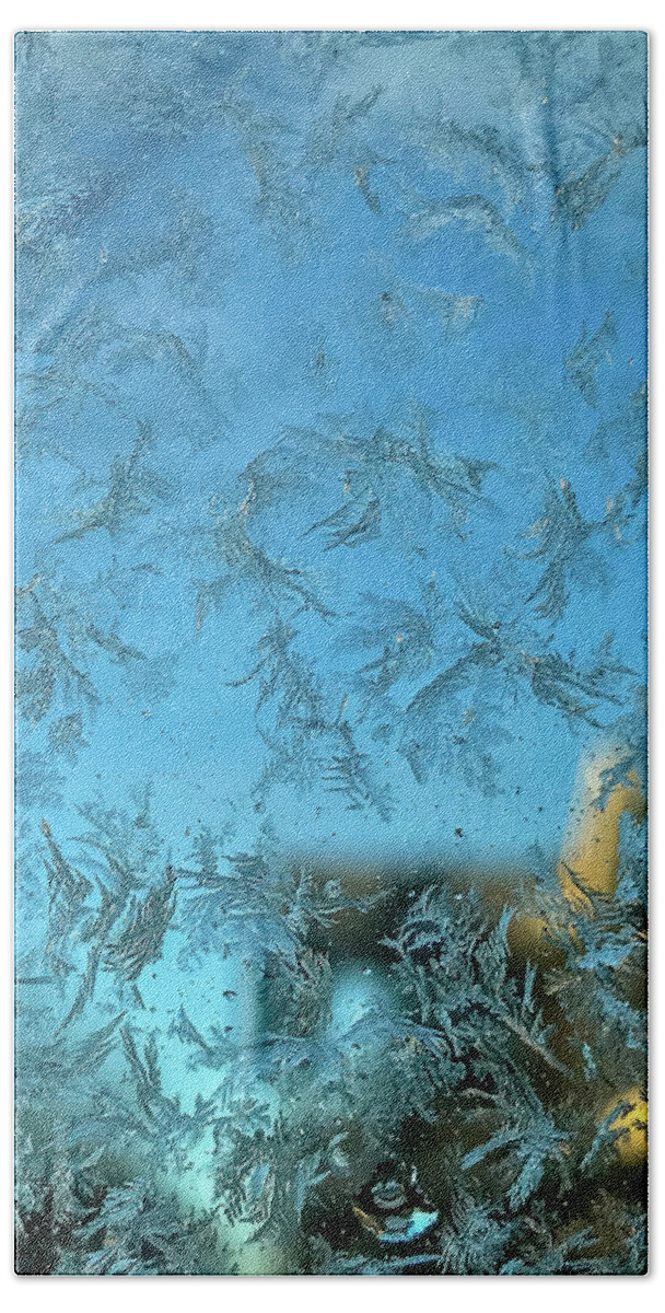 Backgrounds Beach Towel featuring the photograph Snowflakes on glass by SAURAVphoto Online Store