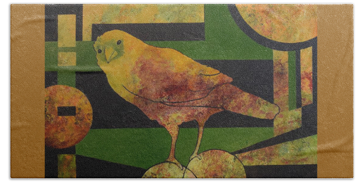 Raven Beach Towel featuring the painting So Says the Raven by Nancy Jolley