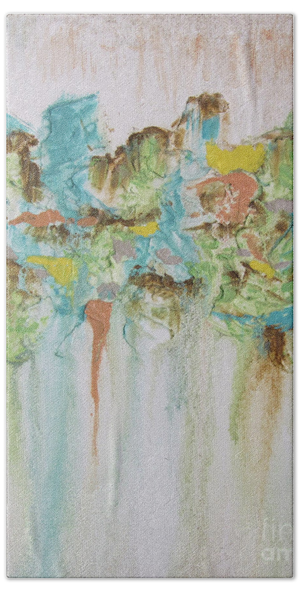 Blue Beach Towel featuring the painting Soft and Simple by Linda Cranston