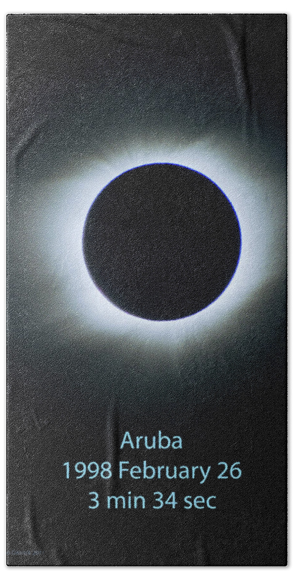 Solar Eclipse Beach Towel featuring the photograph Solar Eclipse Aruba 1998 by Lon Dittrick