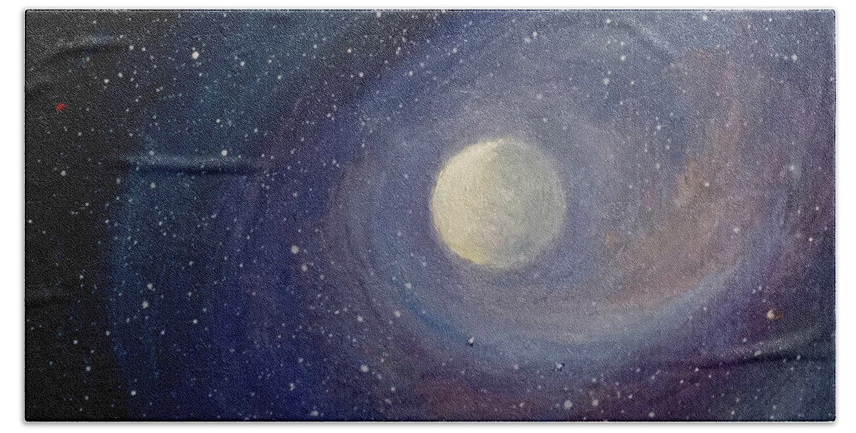 Moon Beach Towel featuring the painting Solar Wind by Fred Wilson
