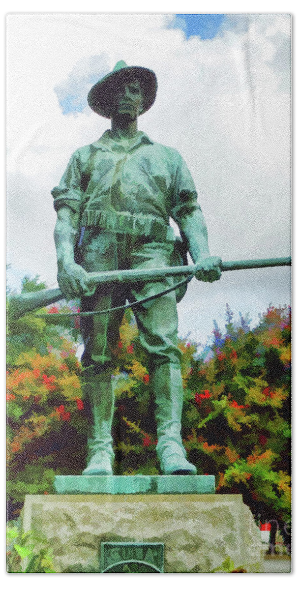 Soldier Statue From The Spanish American War Beach Towel featuring the painting  Soldier Statue from the Spanish American War 2 by Jeelan Clark