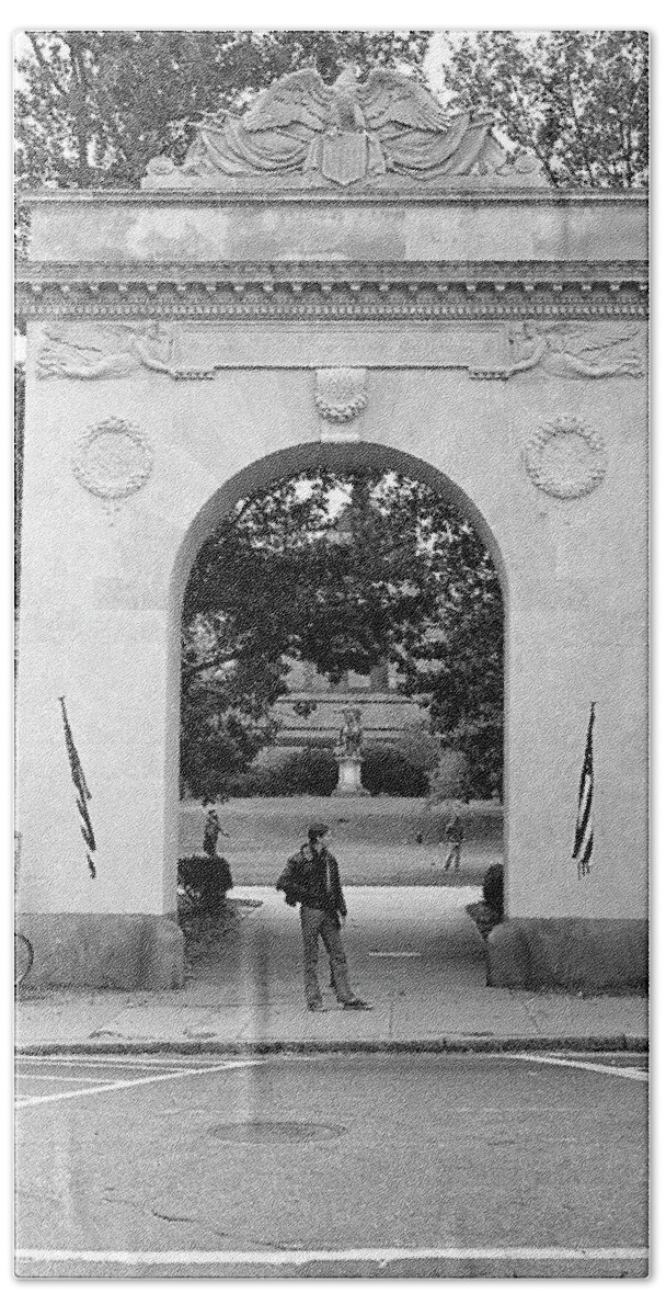 Brown University Beach Towel featuring the photograph Soldiers Memorial Gate, Brown University, 1972 by Jeremy Butler
