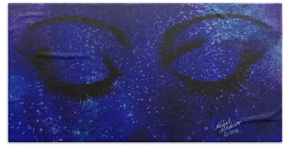 Cosmic Beach Towel featuring the painting Solitude by Michal Madison