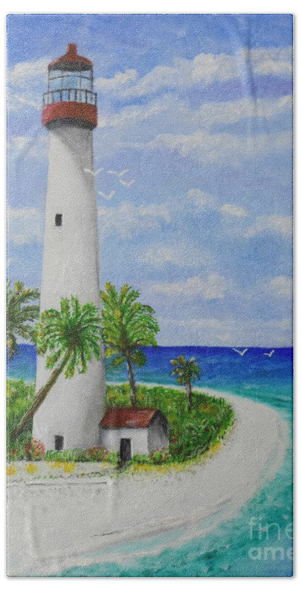 Light House Beach Sheet featuring the painting Somewhere beautiful by Melvin Turner