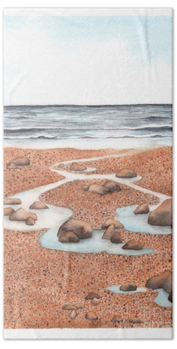California Beach Towel featuring the painting Sonoma Tidepools by Hilda Wagner