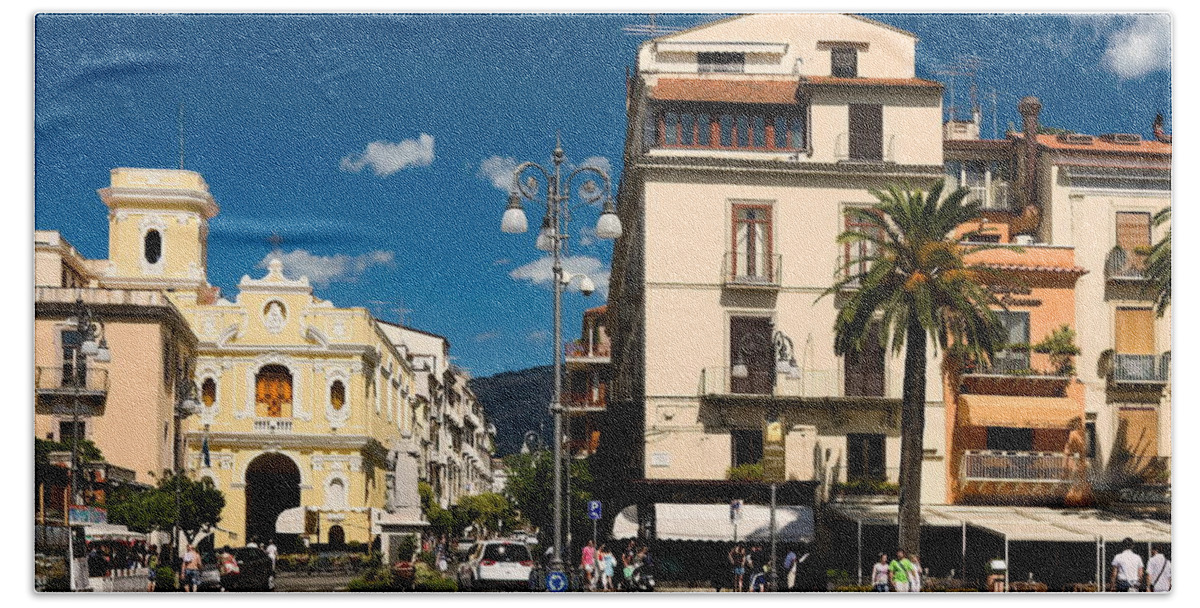 Piazza San Antonio Beach Towel featuring the photograph Sorrento Italy Piazza by Sally Weigand