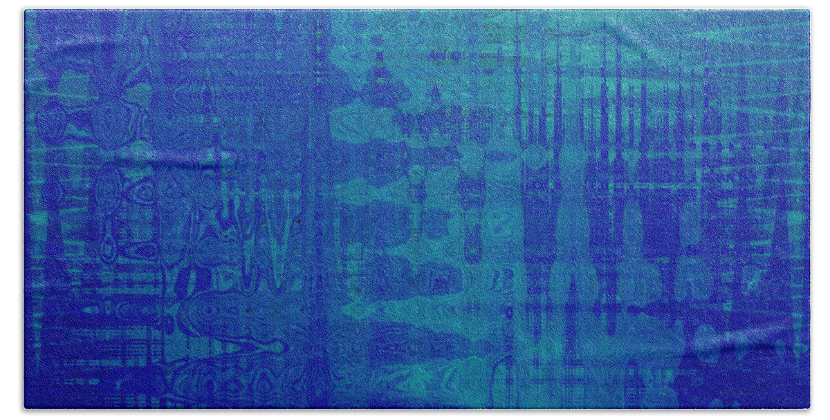  Beach Towel featuring the digital art Sounds of Blue by Stephanie Grant