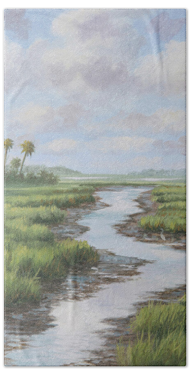 South Carolina Art Beach Towel featuring the painting South Carolina Creek by Guy Crittenden