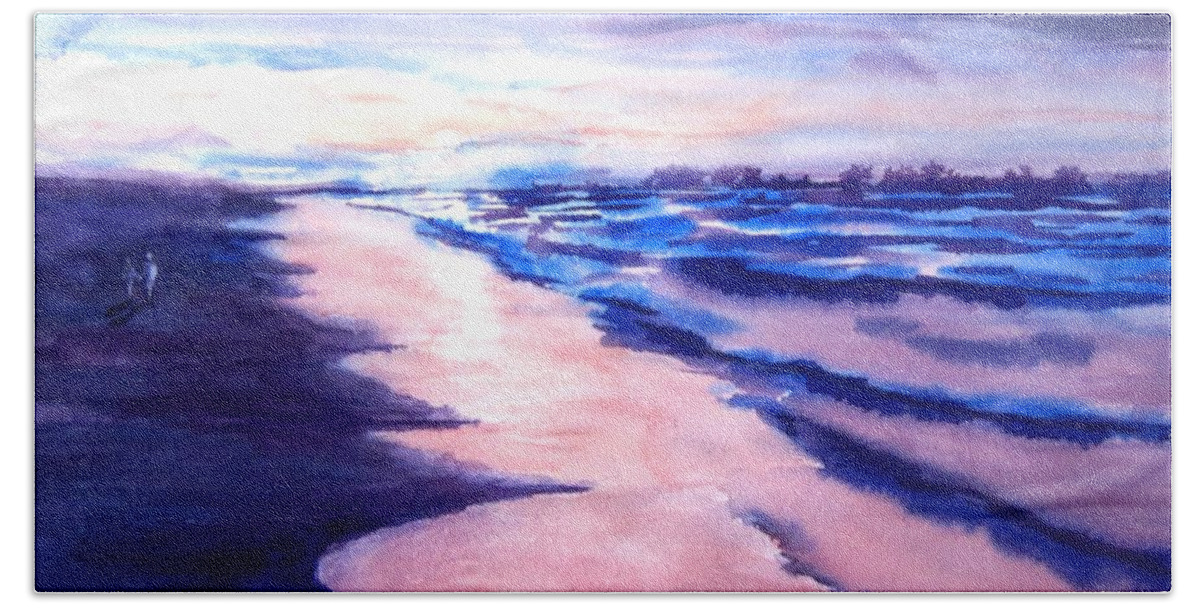 Beach Beach Towel featuring the painting South Carolina Sunset by Petra Burgmann