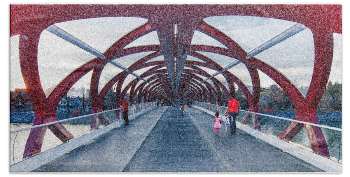 Bow River Bridge Beach Towel featuring the photograph Space Bridge by Guy Whiteley