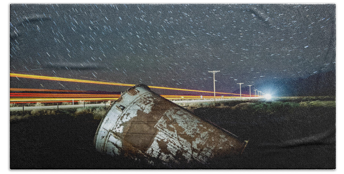 Night Beach Towel featuring the photograph Space Junk by Cat Connor