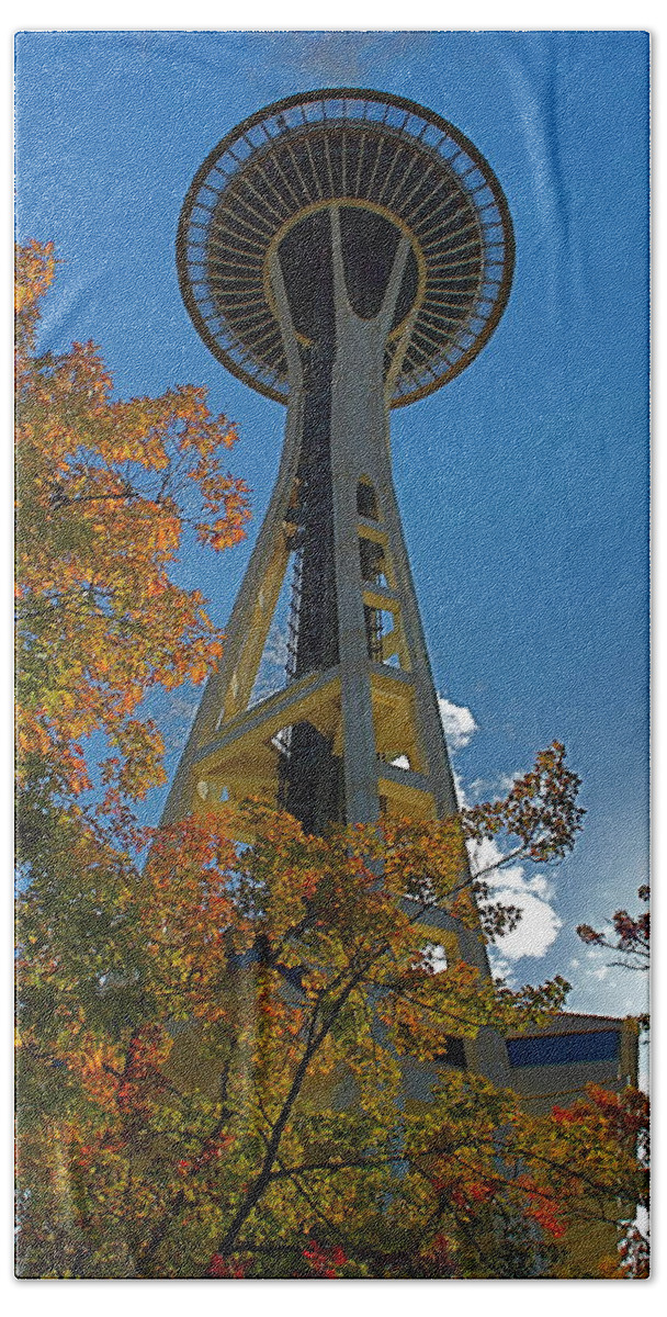 Space Needle Beach Towel featuring the photograph Space Needle Autumn by Todd Kreuter