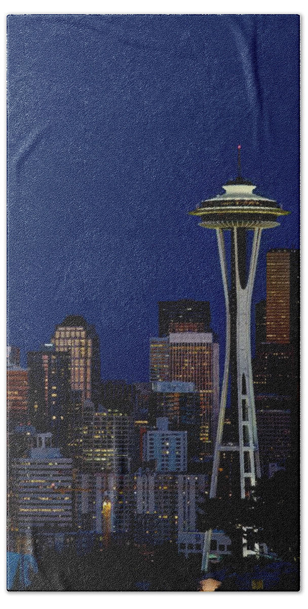 Seattle Beach Towel featuring the photograph Space Needle by Dillon Kalkhurst
