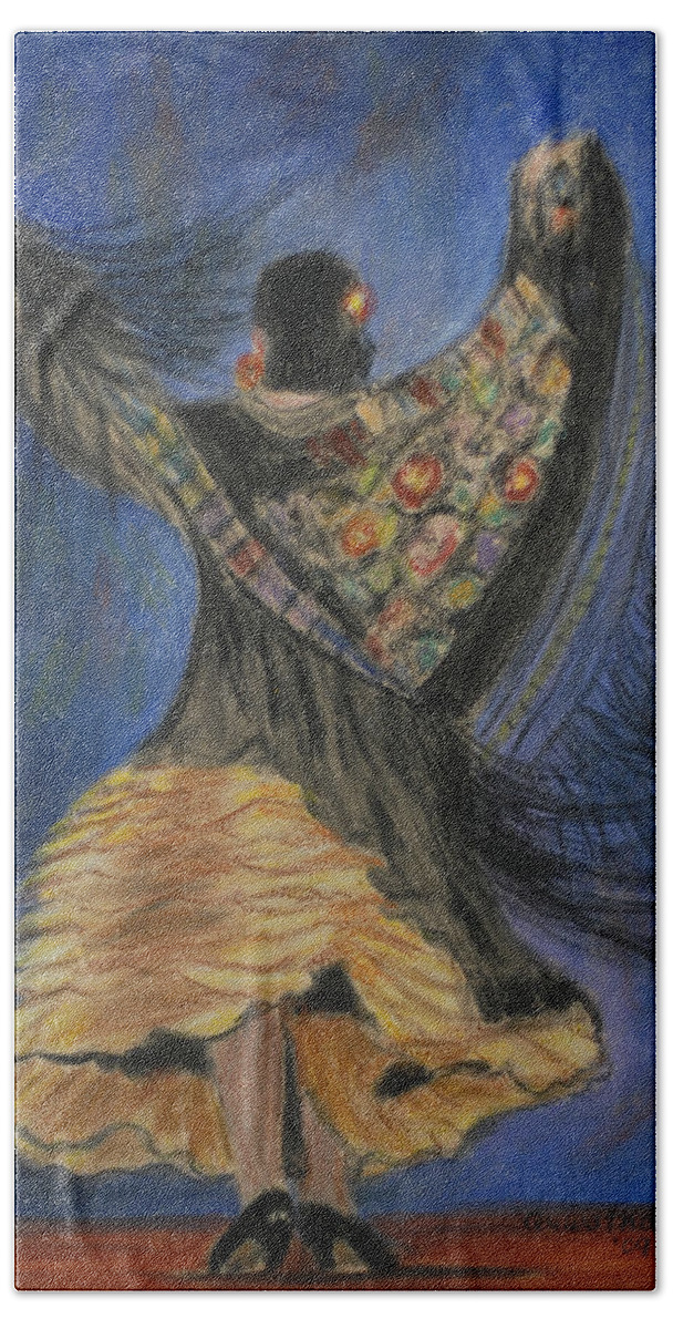 Spanish Dancer Beach Towel featuring the painting Spanish Dancer 3 by Quwatha Valentine