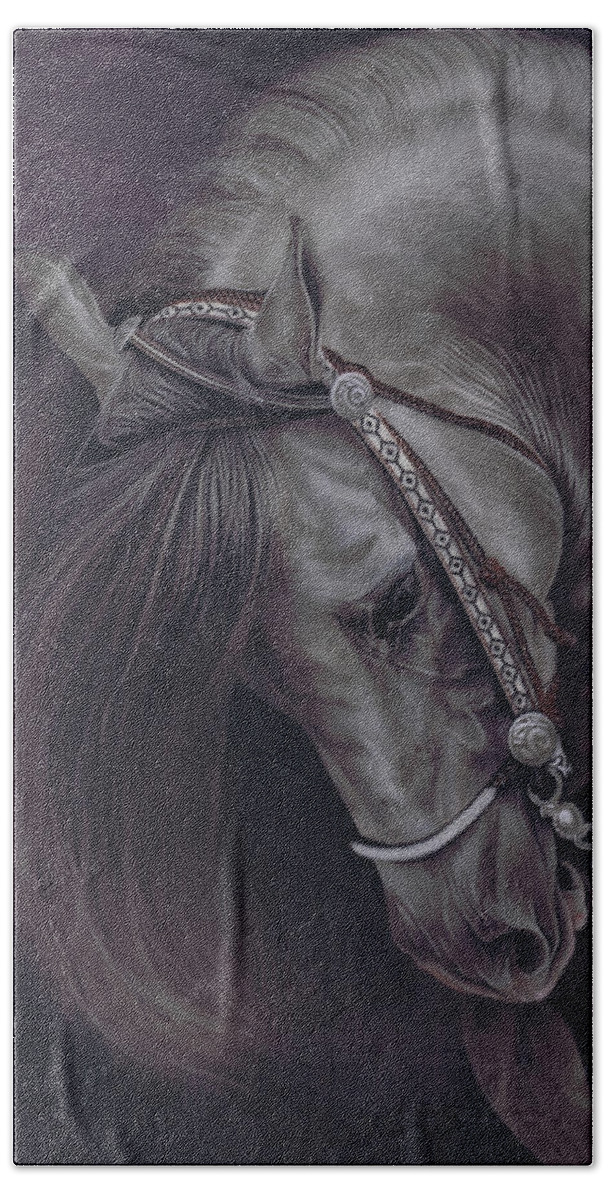 Horse Beach Sheet featuring the pastel Spanish Horse by Karie-Ann Cooper